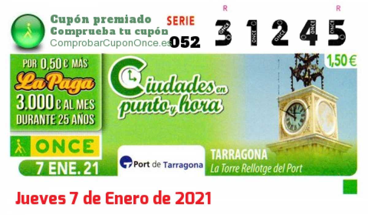 Cupón premiado en este sorteo