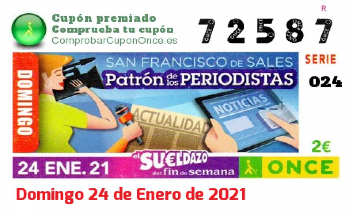 Sueldazo ONCE premiado el Domingo 24/1/2021