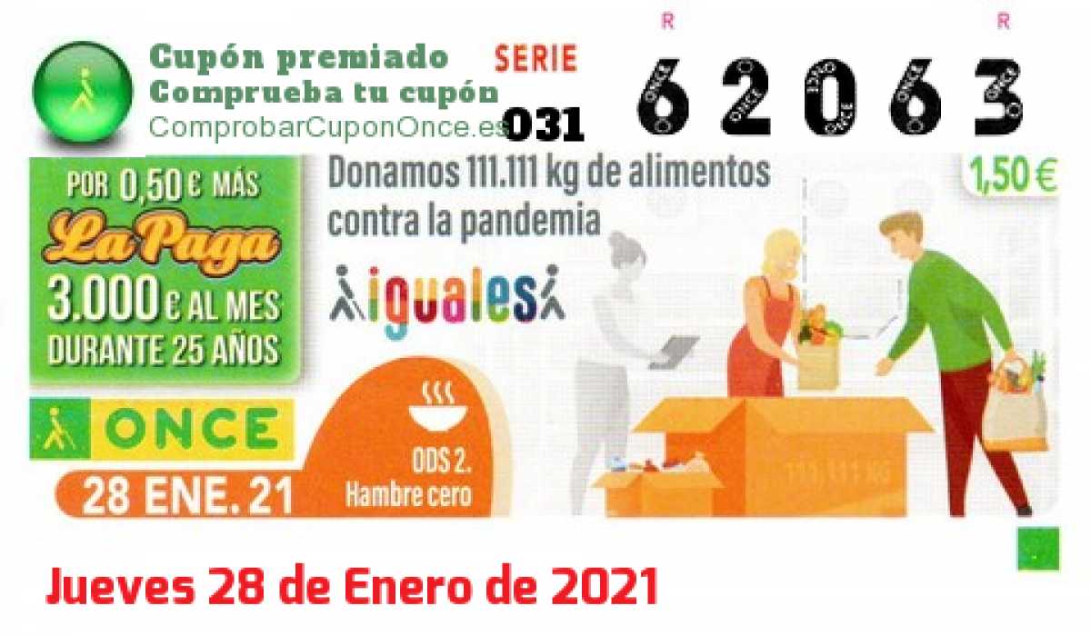 Cupón premiado en este sorteo