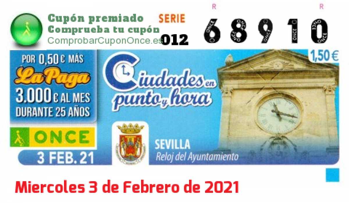 Cupón premiado en este sorteo