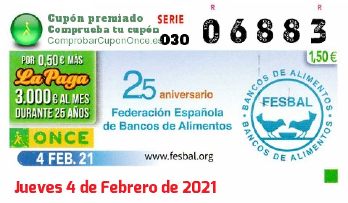 Cupón premiado en este sorteo