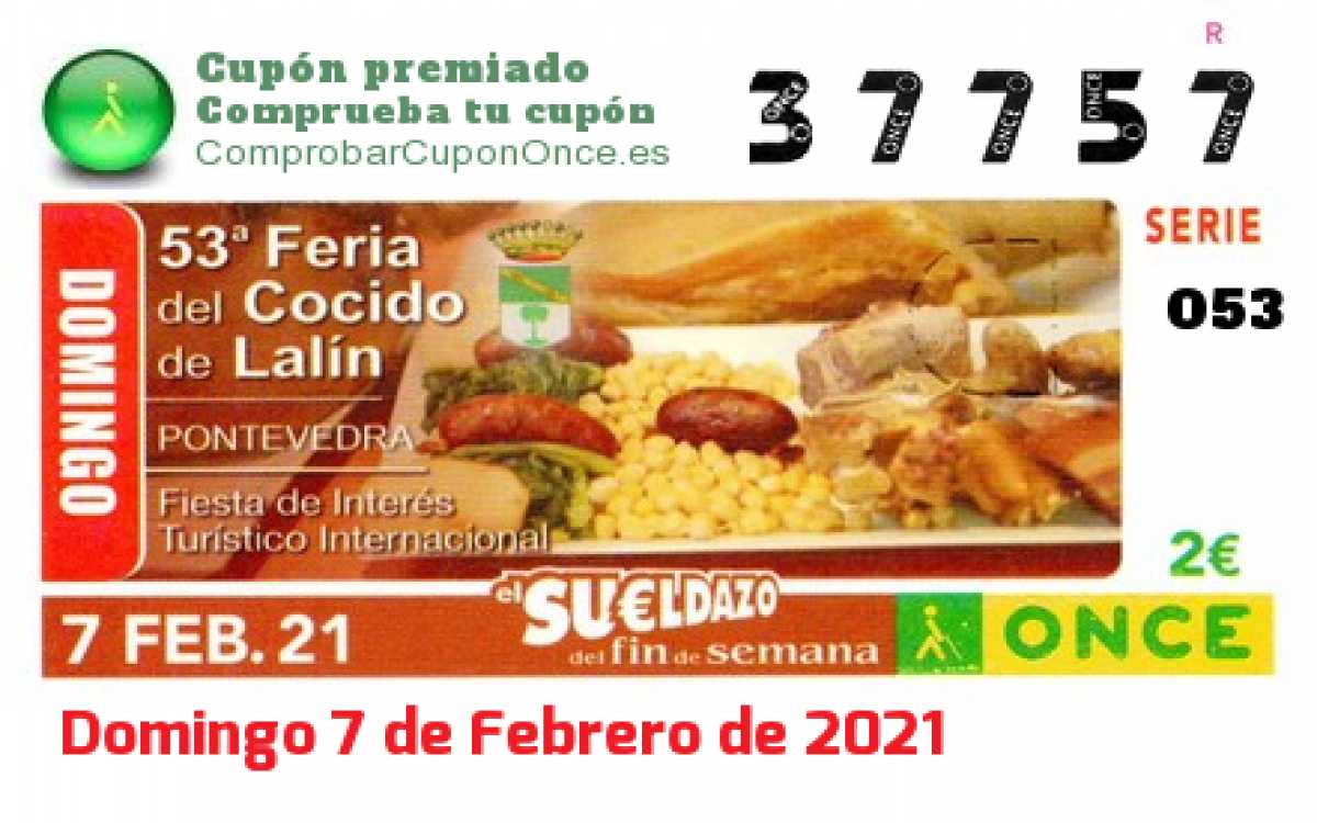 Cupón premiado en este sorteo