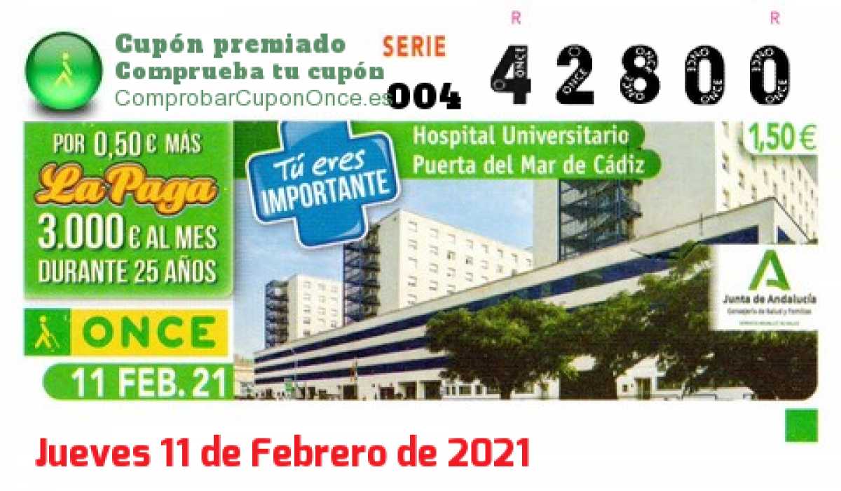 Cupón premiado en este sorteo