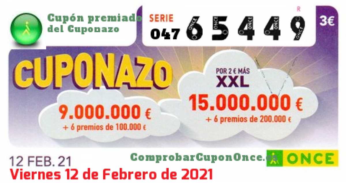 Cupón premiado en este sorteo