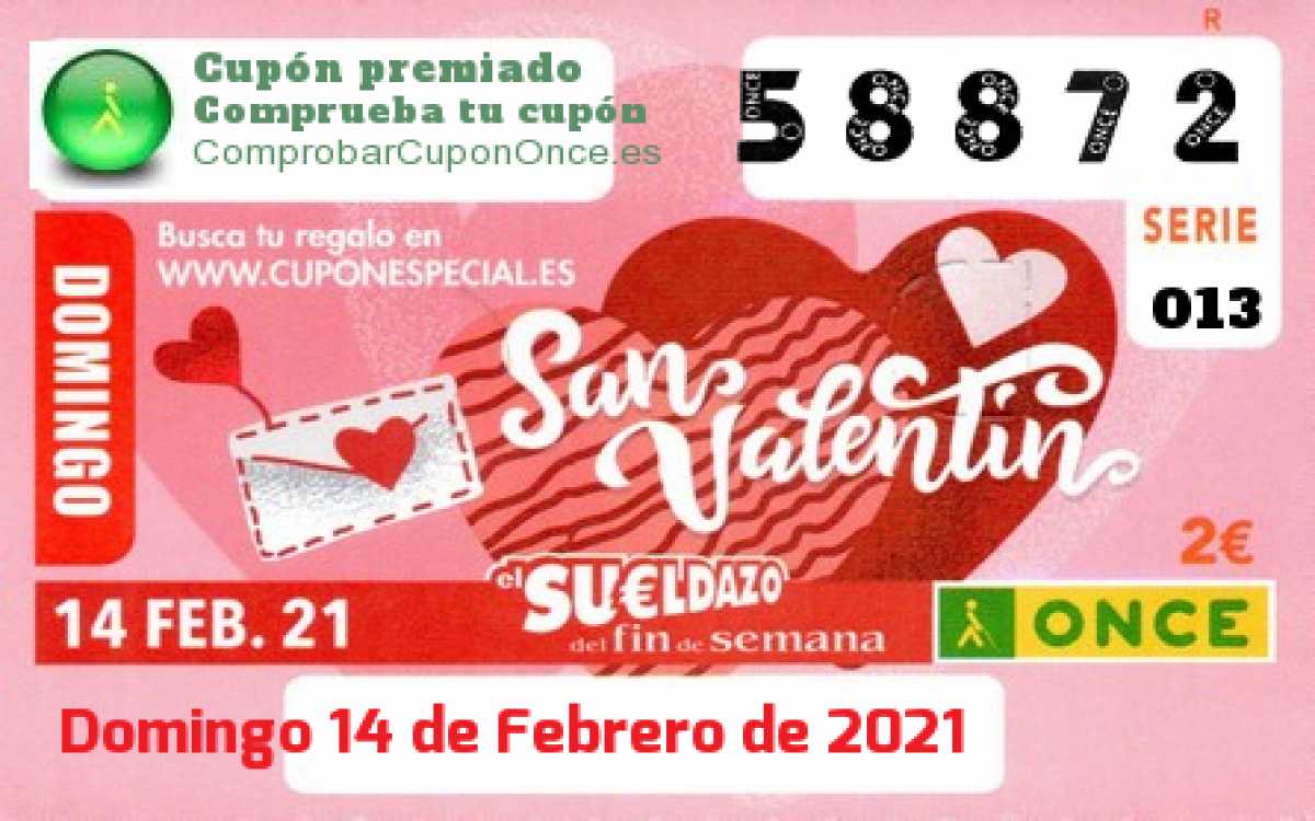 Sueldazo ONCE premiado el Domingo 14/2/2021