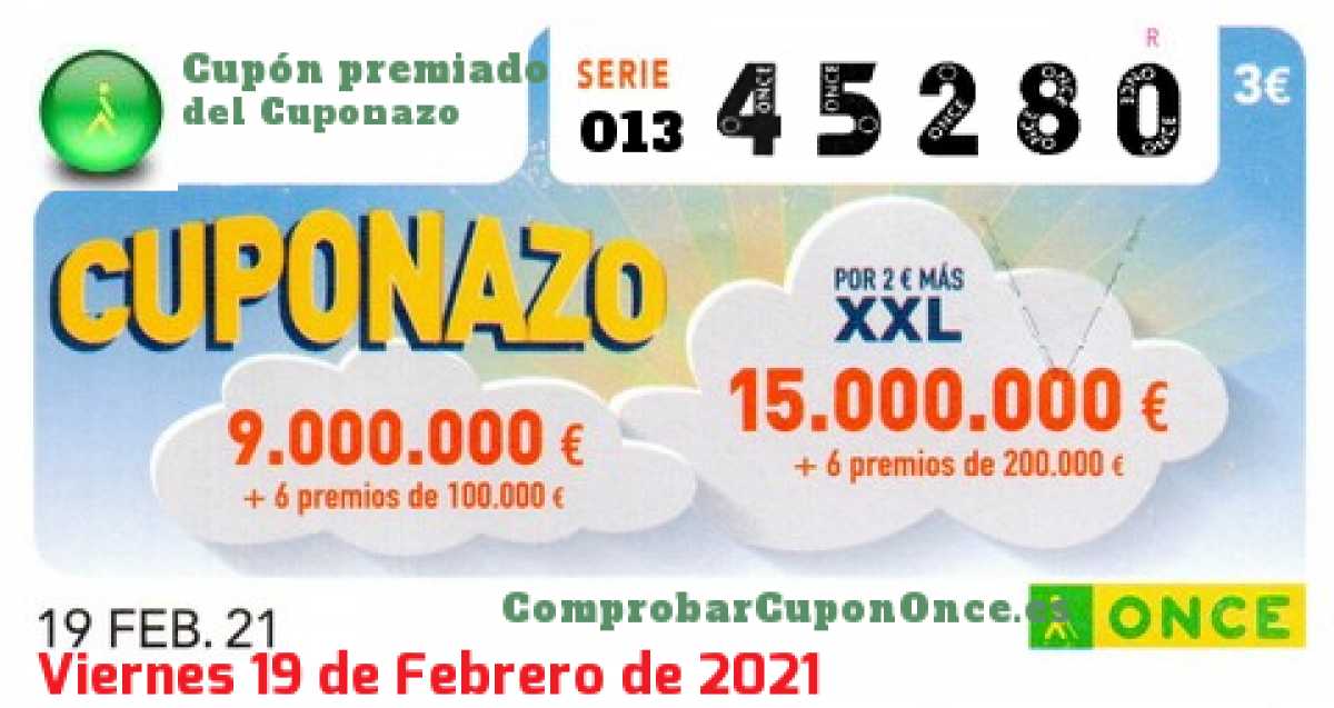 Cupón premiado en este sorteo