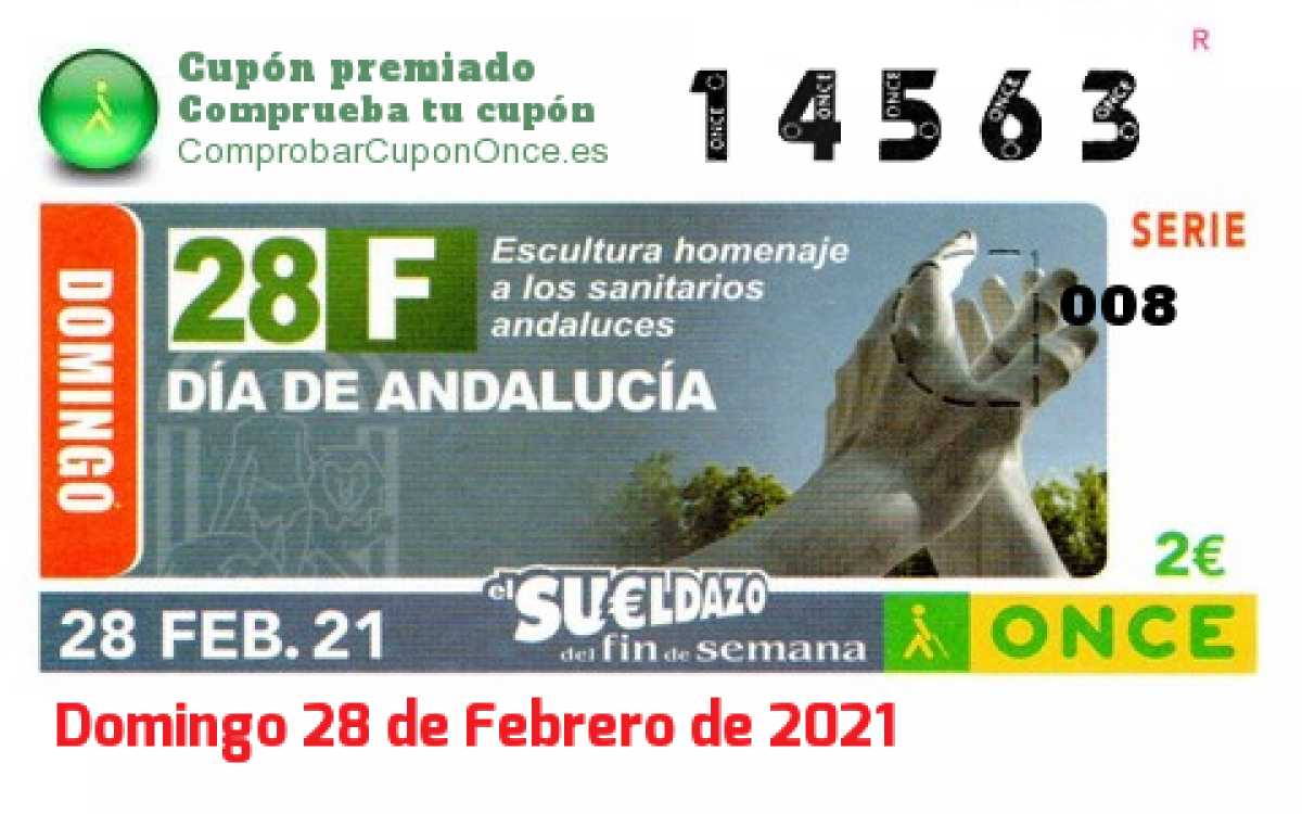 Sueldazo ONCE premiado el Domingo 28/2/2021