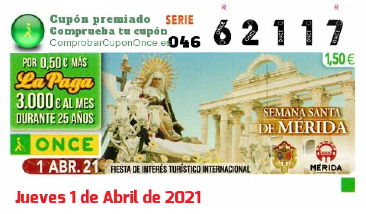 Cupón premiado en este sorteo