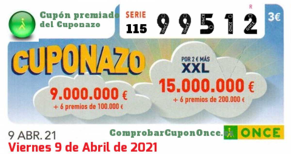 Cupón premiado en este sorteo