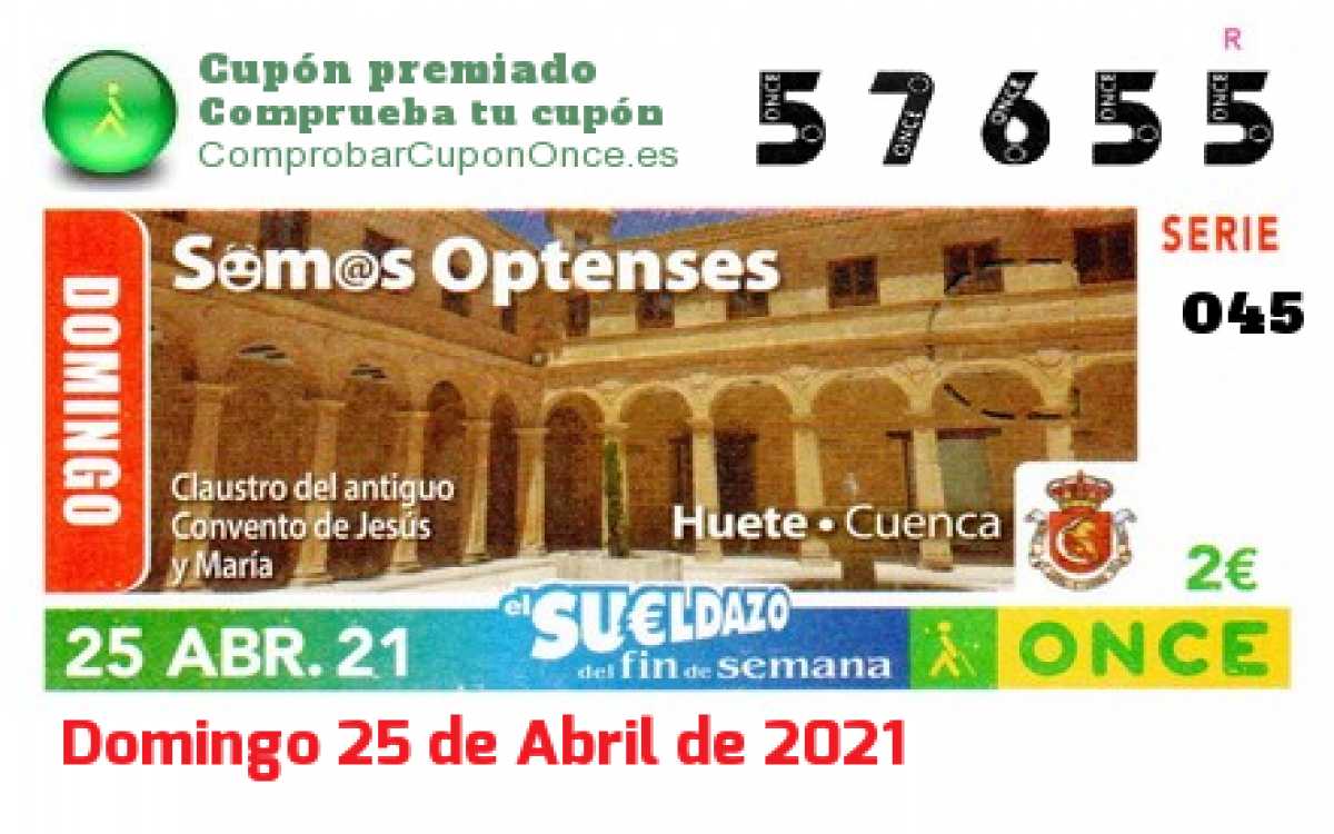 Sueldazo ONCE premiado el Domingo 25/4/2021