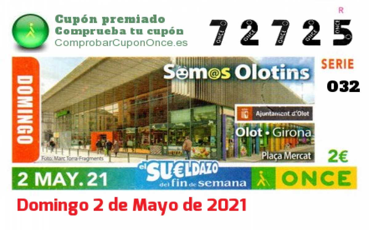 Sueldazo ONCE premiado el Domingo 2/5/2021