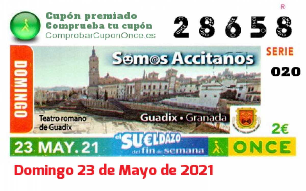 Sueldazo ONCE premiado el Domingo 23/5/2021