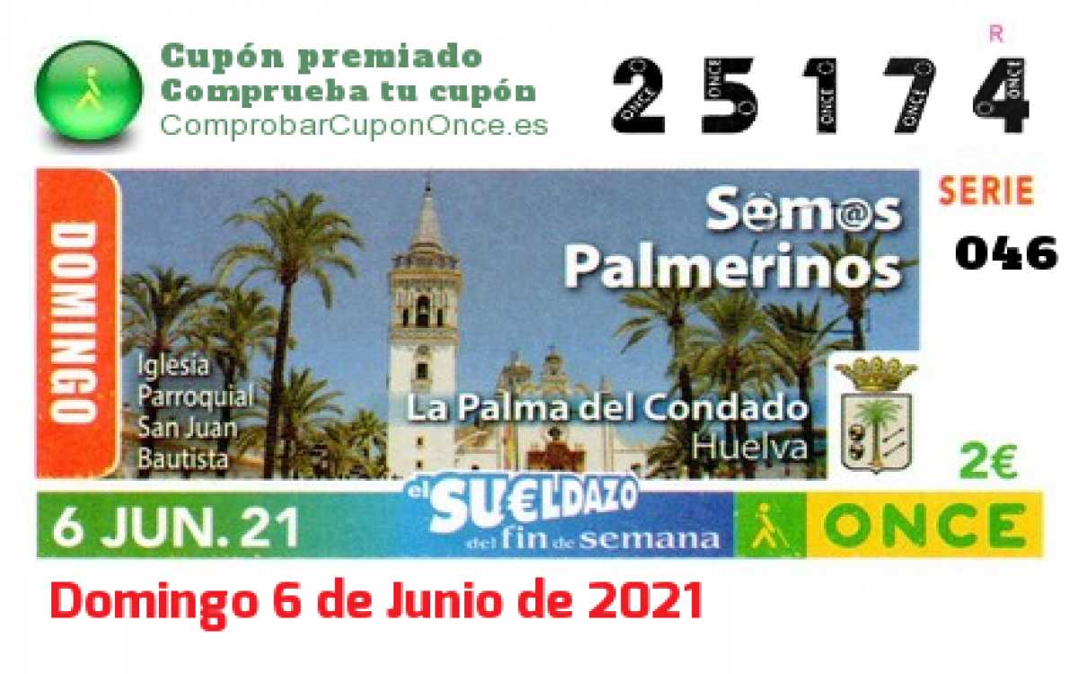 Sueldazo ONCE premiado el Domingo 6/6/2021