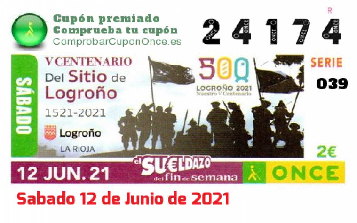 Sueldazo ONCE premiado el Sabado 12/6/2021