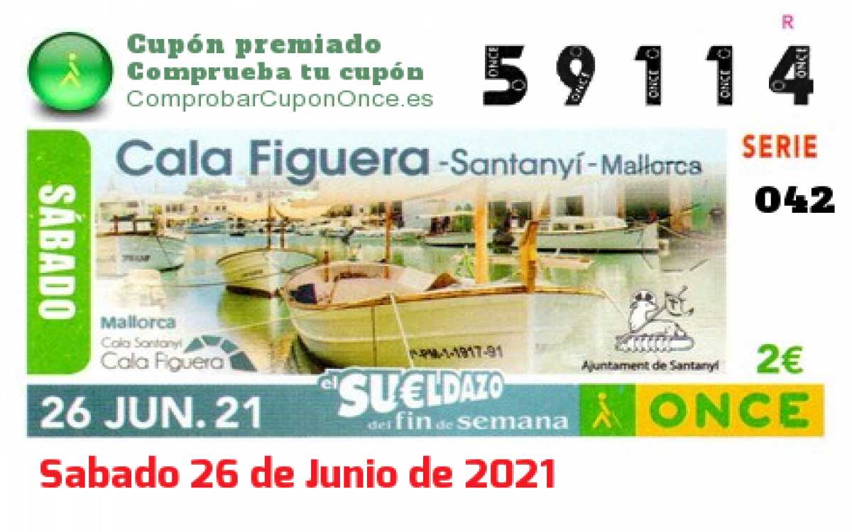 Sueldazo ONCE premiado el Sabado 26/6/2021