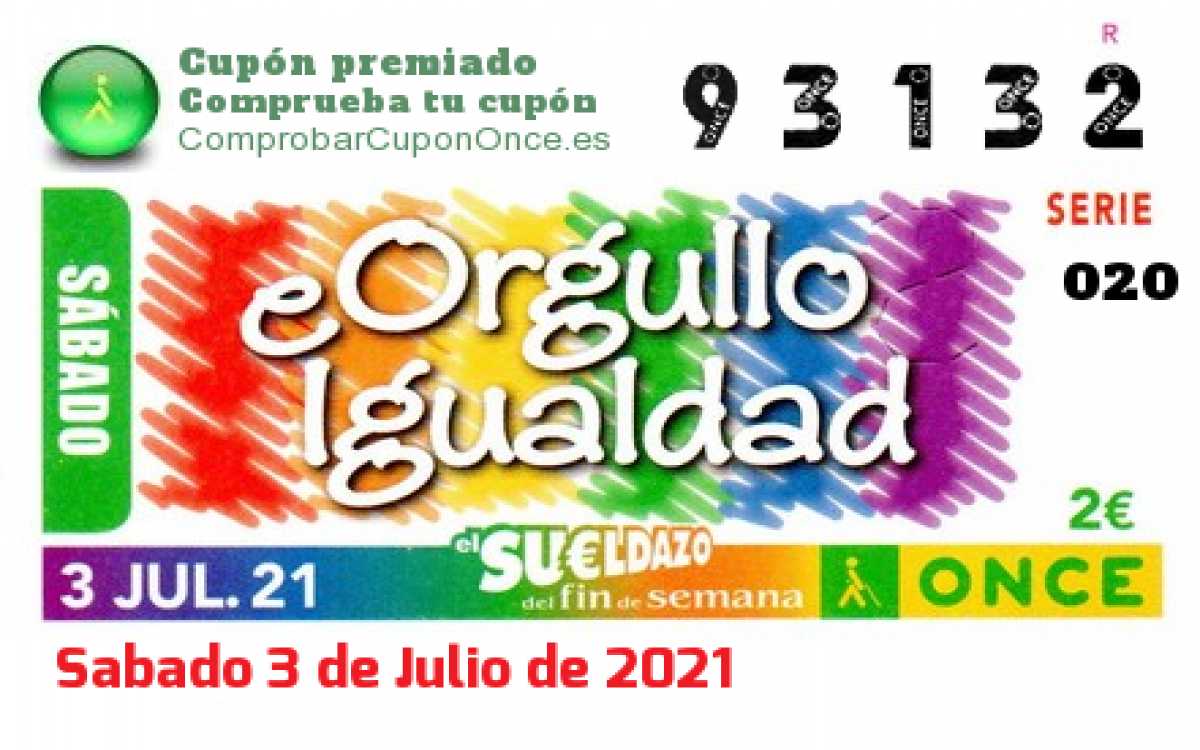 Sueldazo ONCE premiado el Sabado 3/7/2021