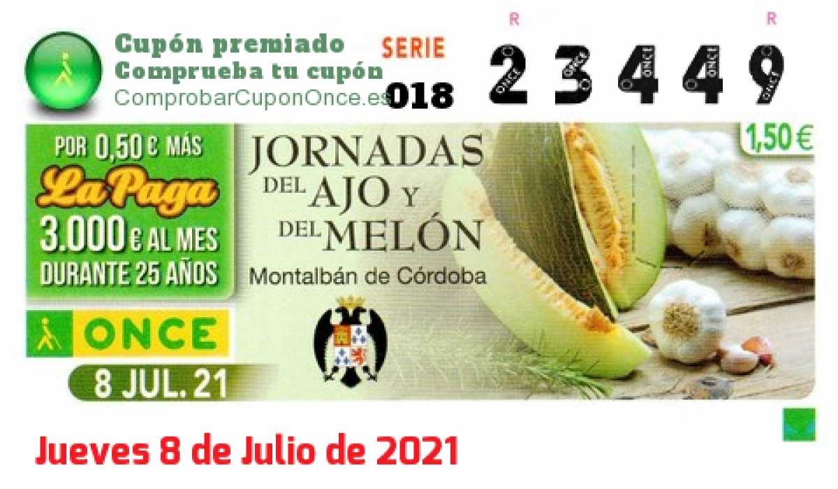 Cupón premiado en este sorteo