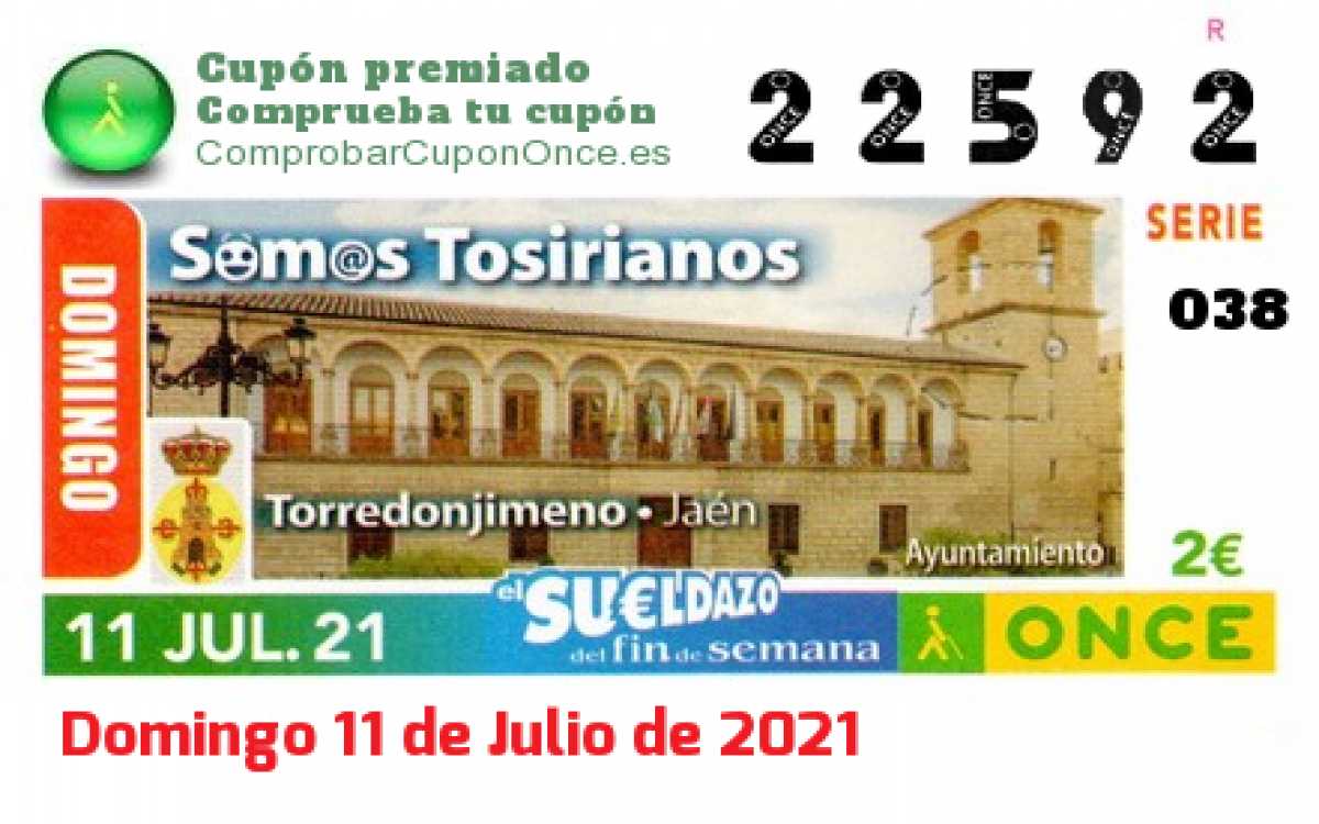 Sueldazo ONCE premiado el Domingo 11/7/2021