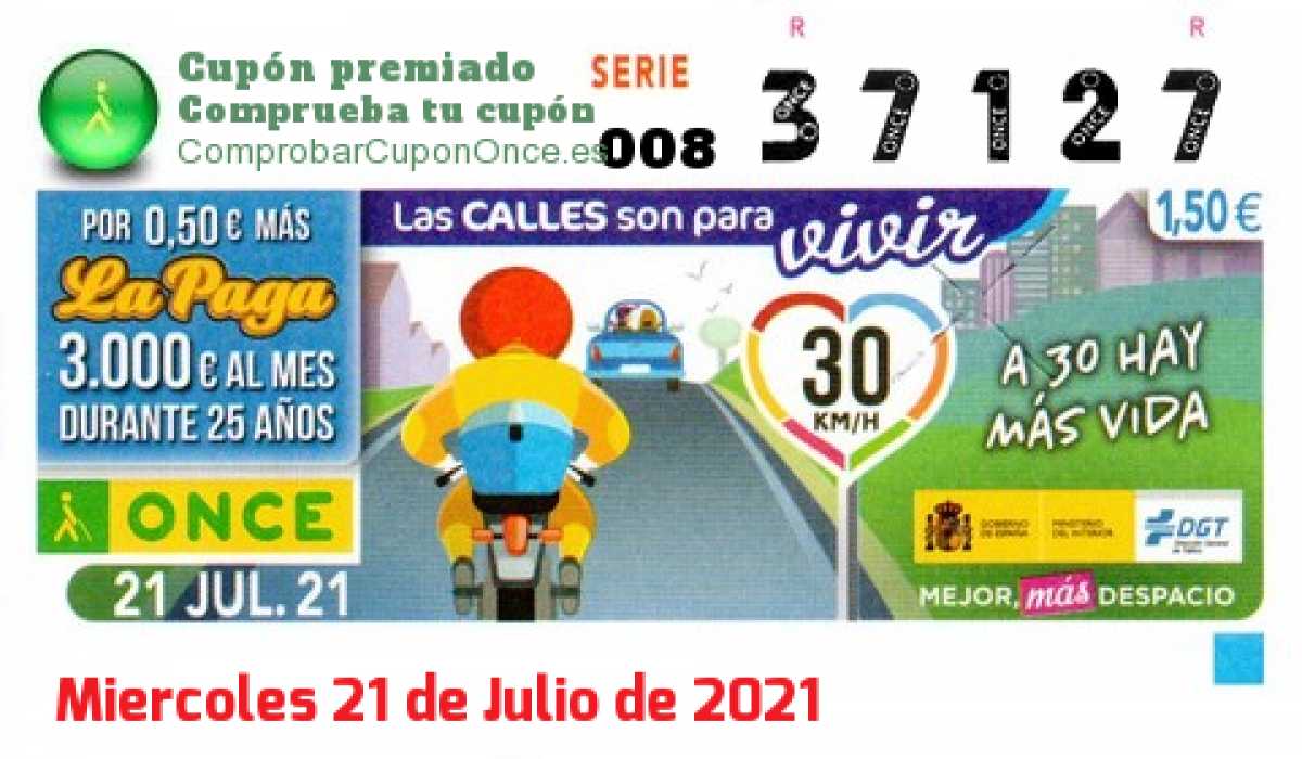 Cupón premiado en este sorteo