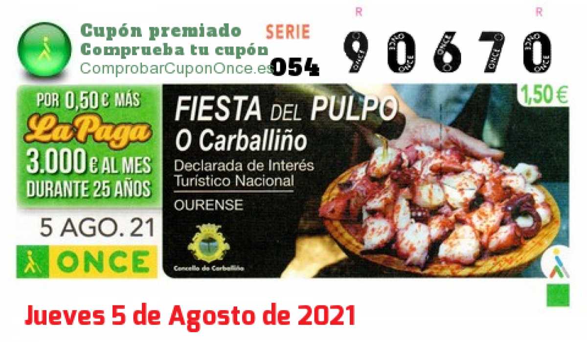 Cupón premiado en este sorteo