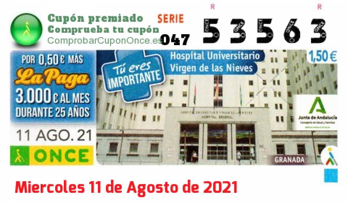 Cupón premiado en este sorteo