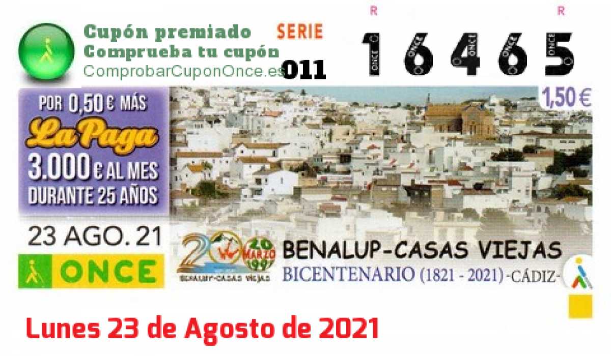 Cupón premiado en este sorteo