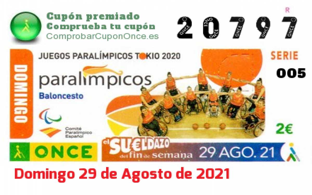 Sueldazo ONCE premiado el Domingo 29/8/2021