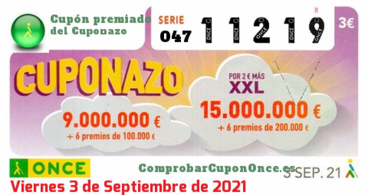 Cupón premiado en este sorteo