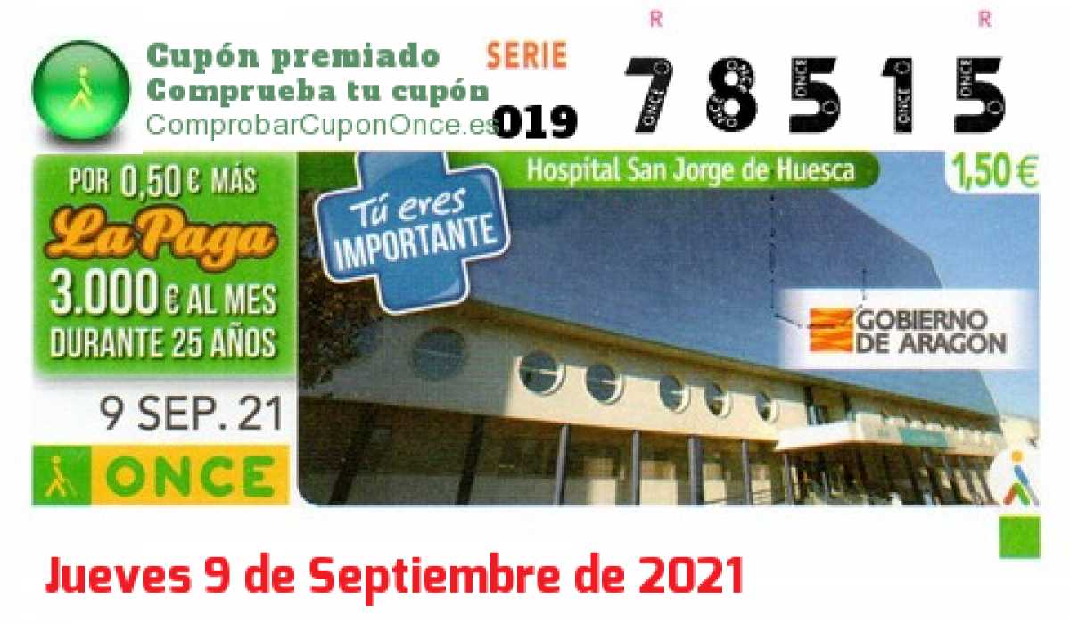 Cupón premiado en este sorteo