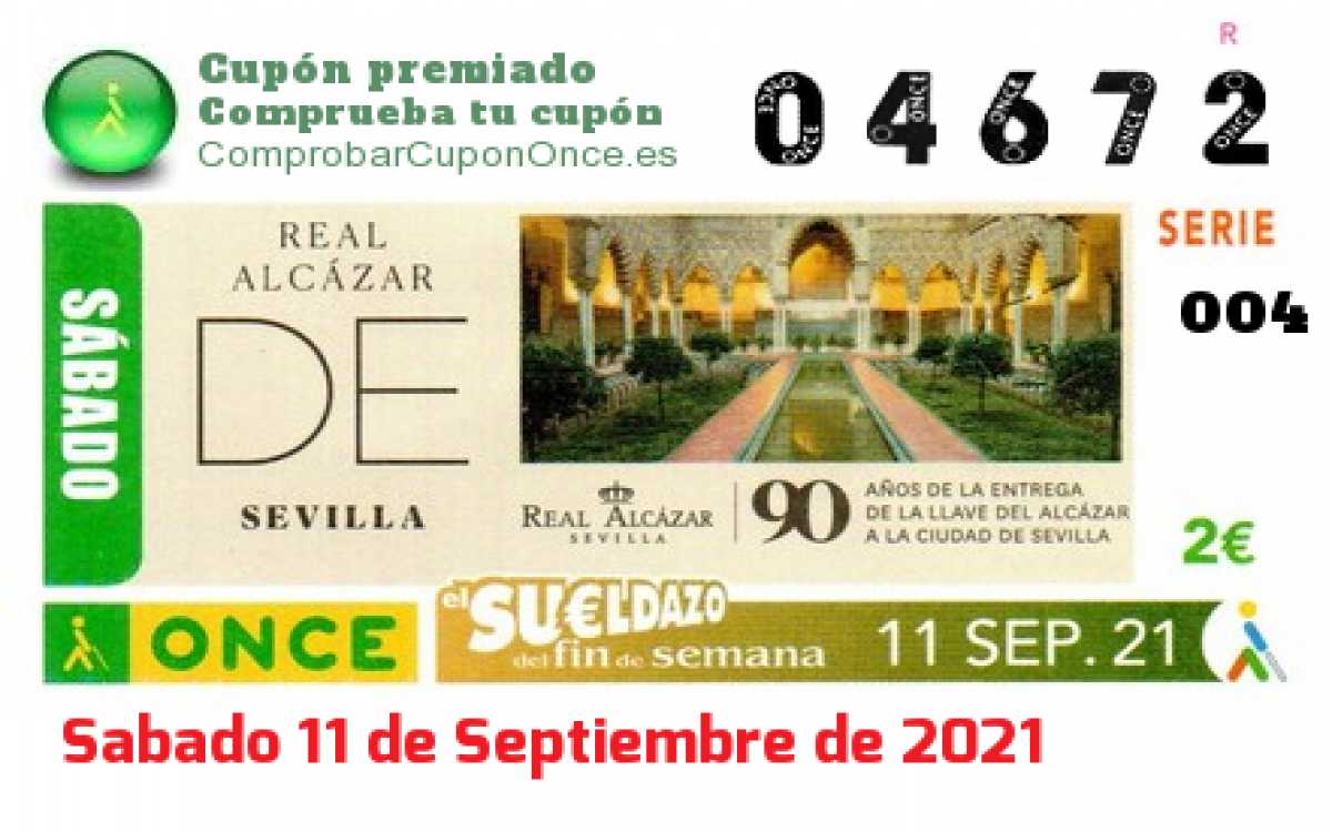 Sueldazo ONCE premiado el Sabado 11/9/2021