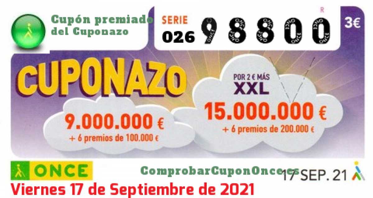 Cupón premiado en este sorteo