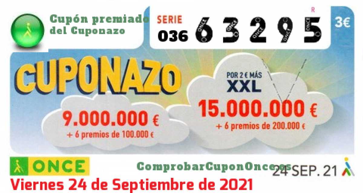 Cuponazo ONCE premiado el Viernes 24/9/2021