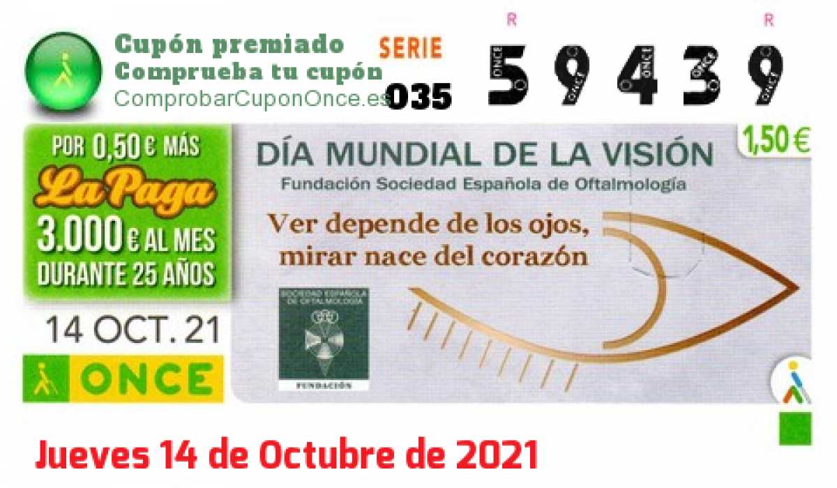 Cupón premiado en este sorteo