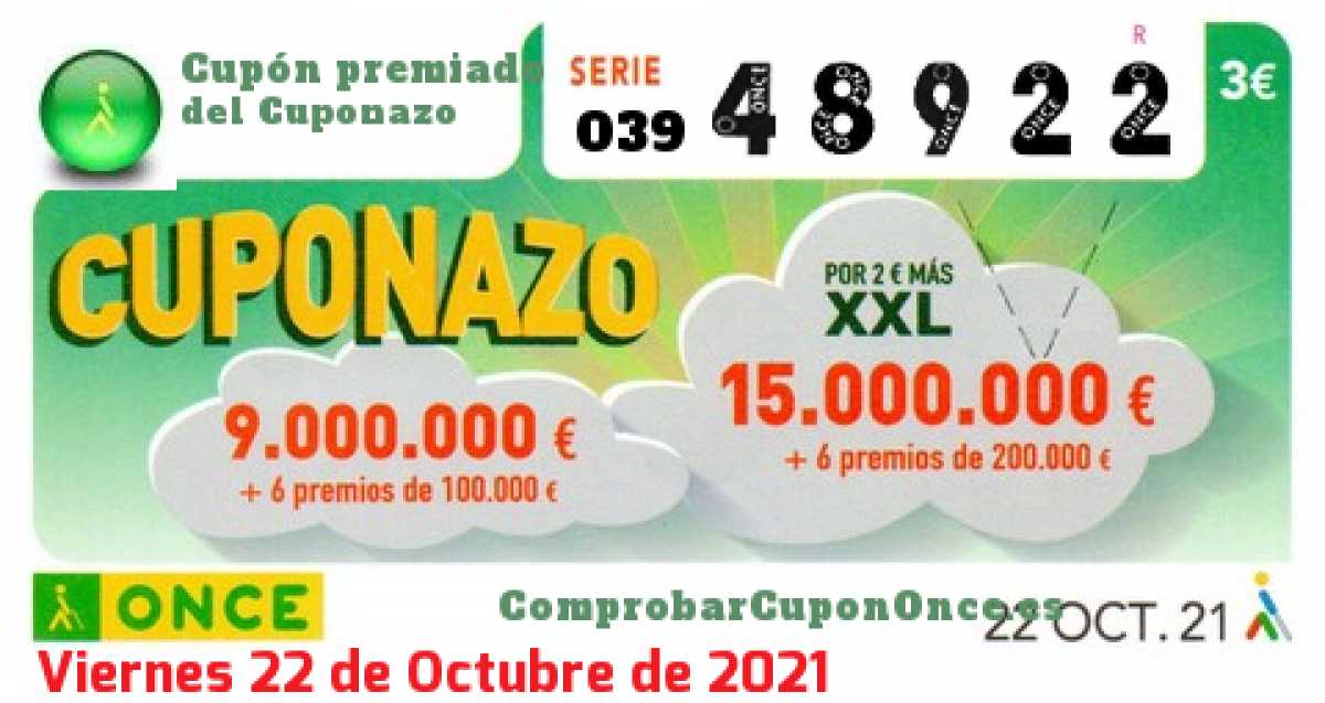 Cupón premiado en este sorteo