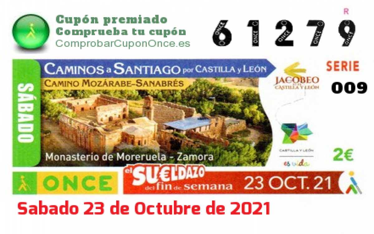 Sueldazo ONCE premiado el Sabado 23/10/2021