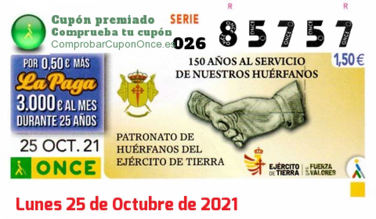 Cupón premiado en este sorteo