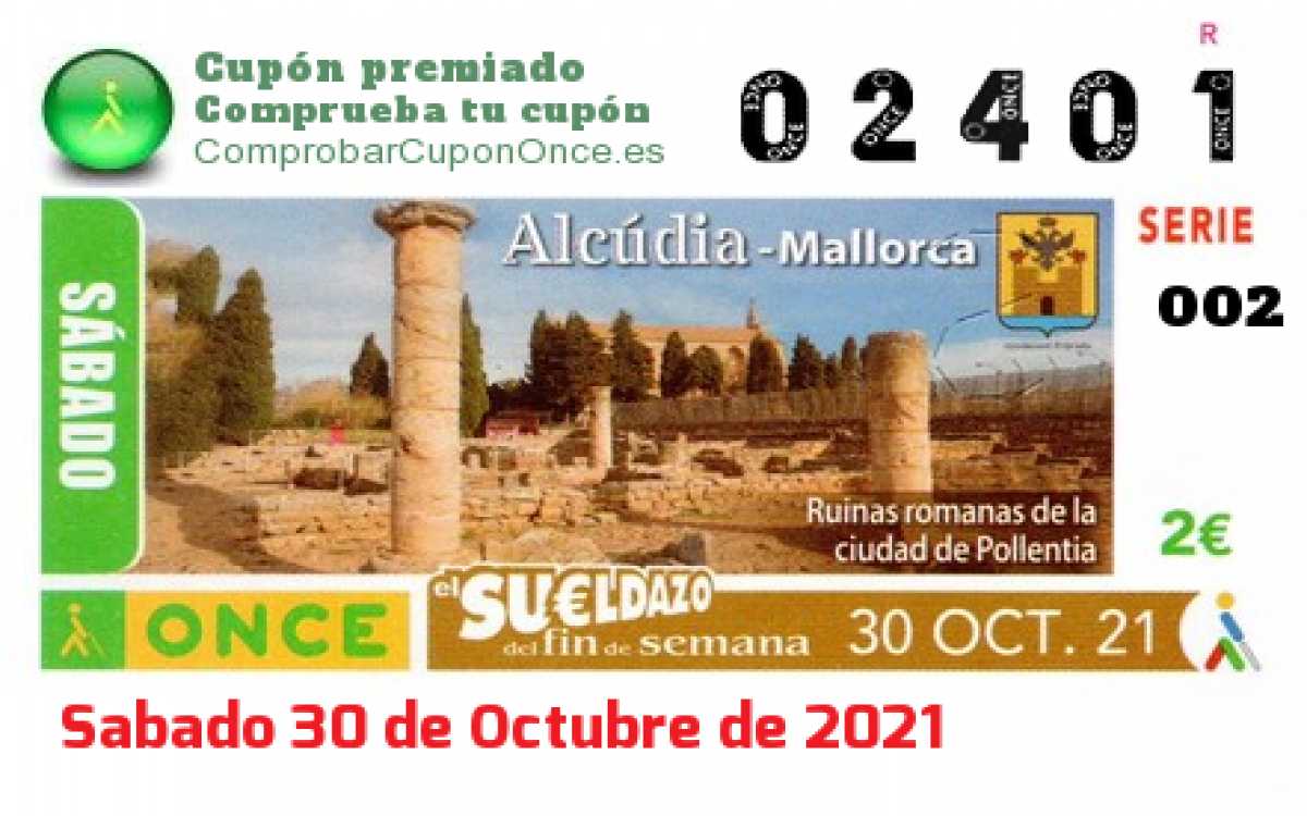 Sueldazo ONCE premiado el Sabado 30/10/2021