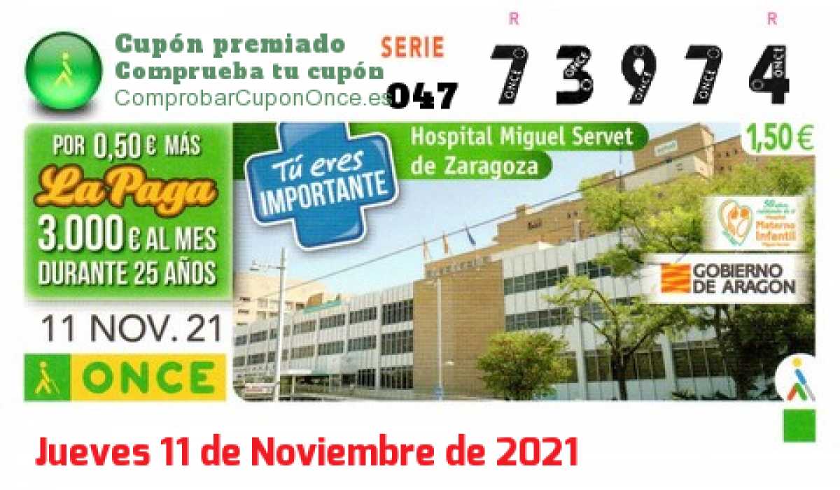 Cupón premiado en este sorteo