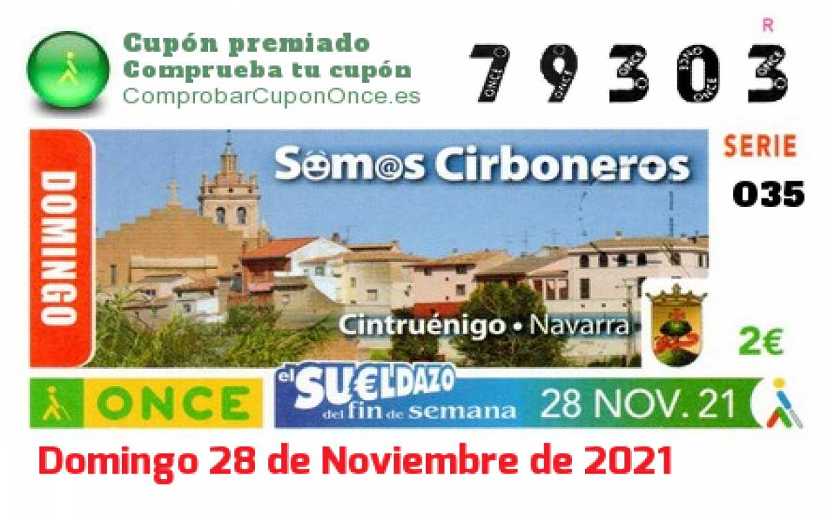 Sueldazo ONCE premiado el Domingo 28/11/2021