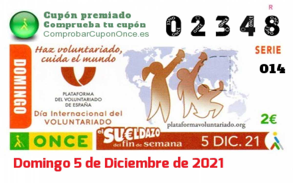 Sueldazo ONCE premiado el Domingo 5/12/2021
