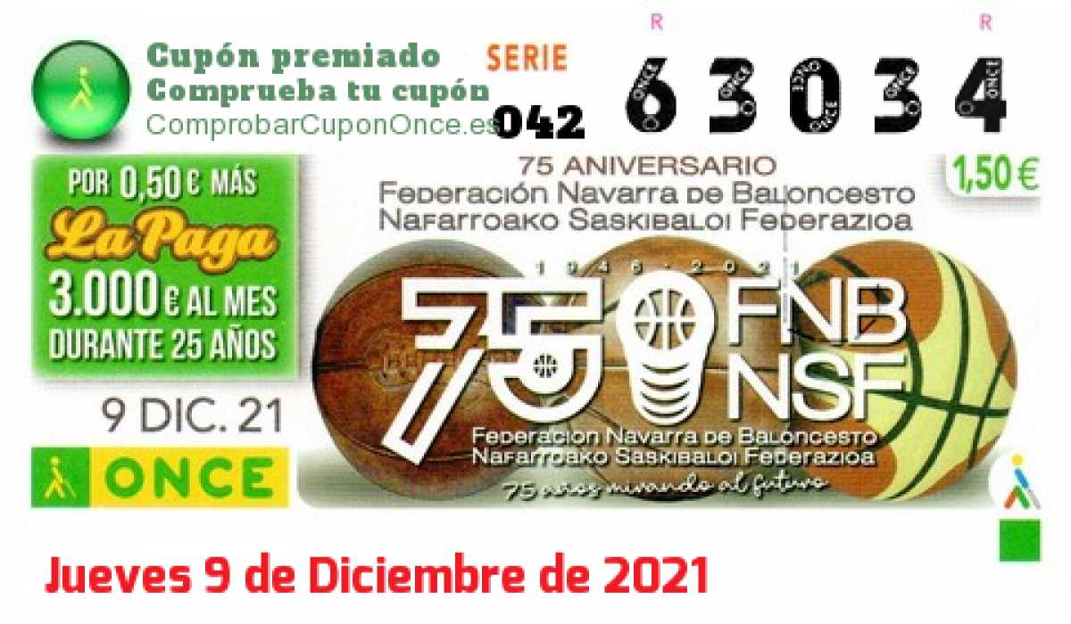 Cupón premiado en este sorteo