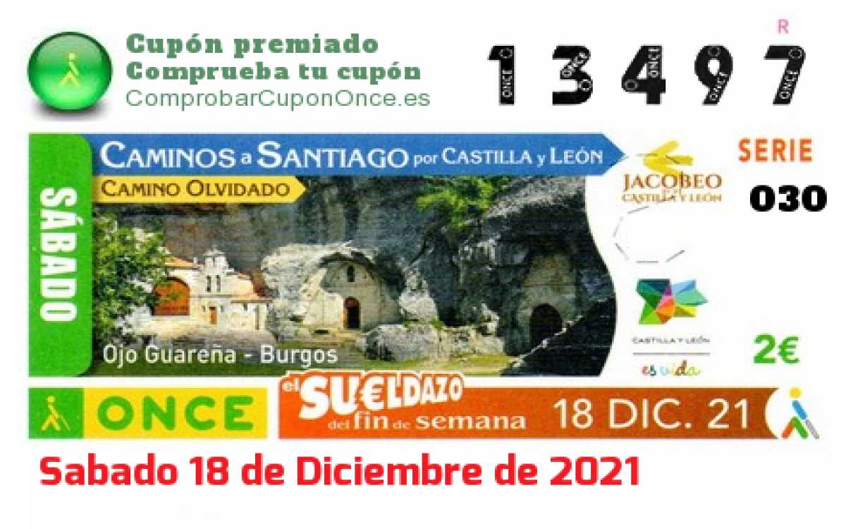 Sueldazo ONCE premiado el Sabado 18/12/2021