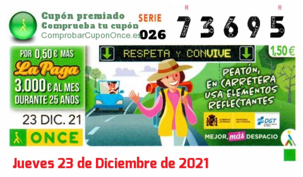 Cupón premiado en este sorteo