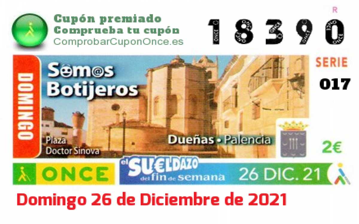 Sueldazo ONCE premiado el Domingo 26/12/2021