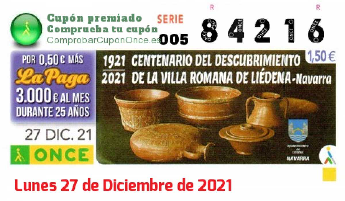 Cupón premiado en este sorteo