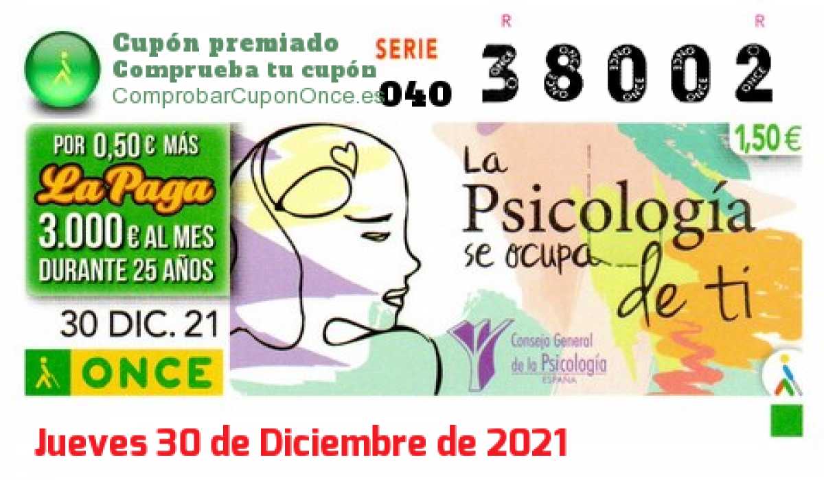 Cupón premiado en este sorteo