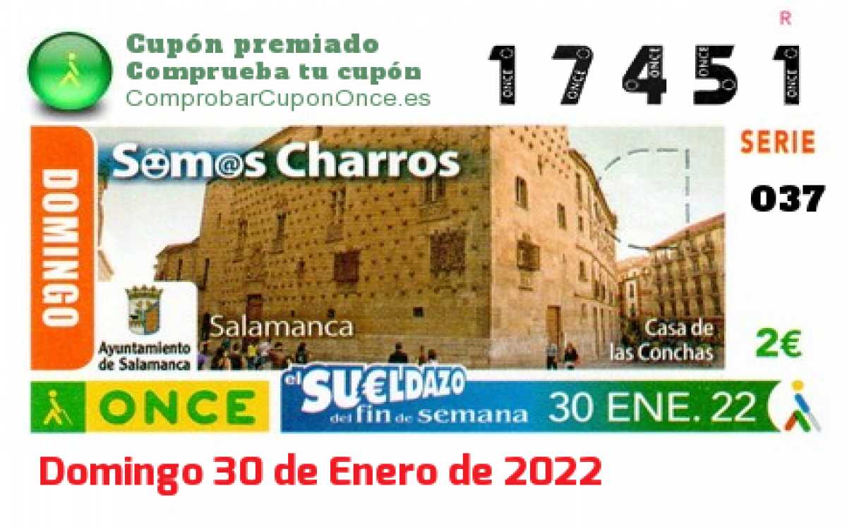 Sueldazo ONCE premiado el Domingo 30/1/2022