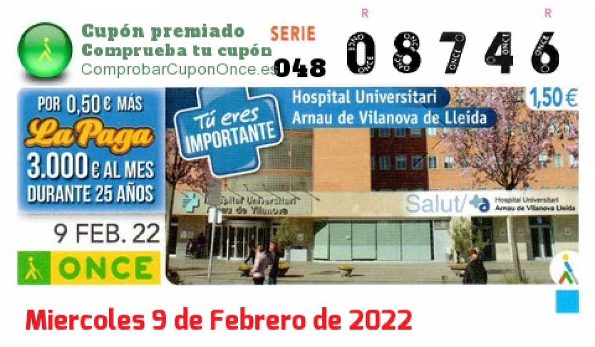 Cupón premiado en este sorteo