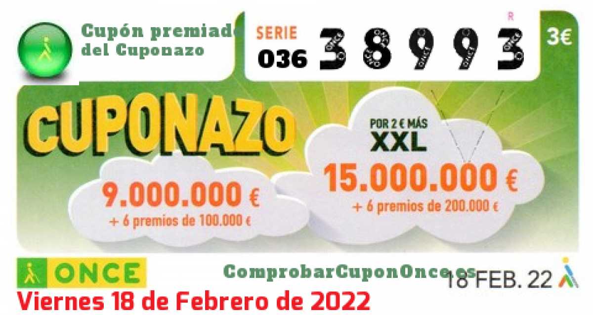 Cupón premiado en este sorteo