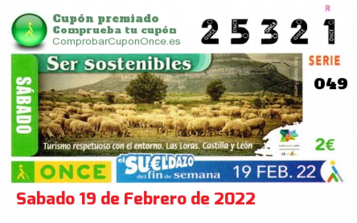 Sueldazo ONCE premiado el Sabado 19/2/2022